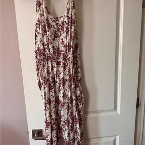 Exist Burgundy Floral cherry blossom jumpsuit.